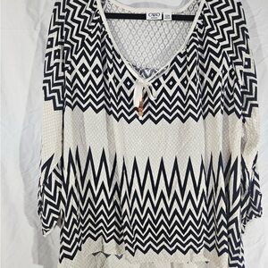 Cato’s Black and White Zigzag Blouse